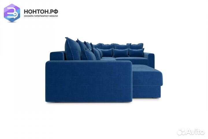 Диван п-образный тик-так Омега темно-синий