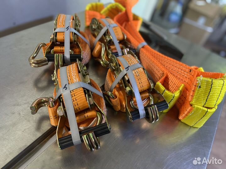 Комплект стяжных ремней для эвакуатора на 4 колеса