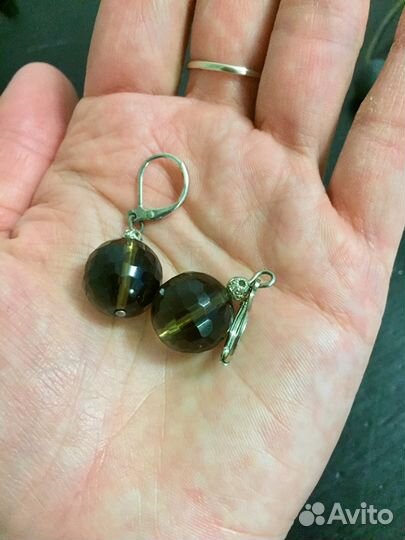 Серьги с раухтопазом