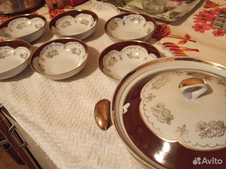 Блюдо овалы СССР разные,набор из 6 пиалочек