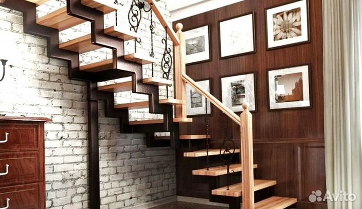 Перила деревянные с монтажем