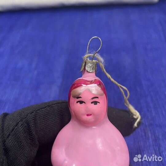 Елочная игрушка герда на подвесе СССР стекло