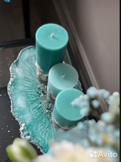 Подставка блюдо из эпоксидной смолы интерьер