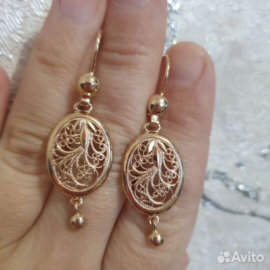 Золотые серьги-самовары 585 проба