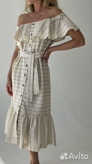 Льняное платье 42-44 летнее платье