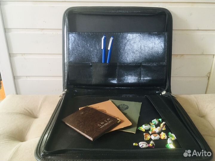 Папка для документов натуральная кожа черная