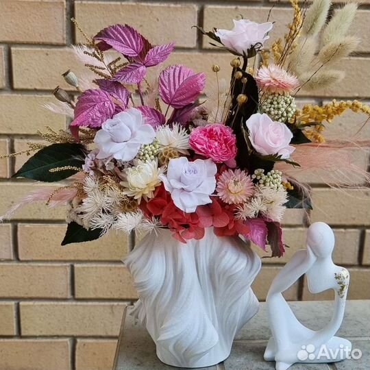 Стабилизированные цветы в кашпо