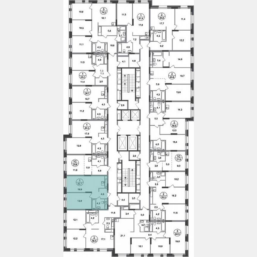 1-к. квартира, 42,7 м², 11/20 эт.