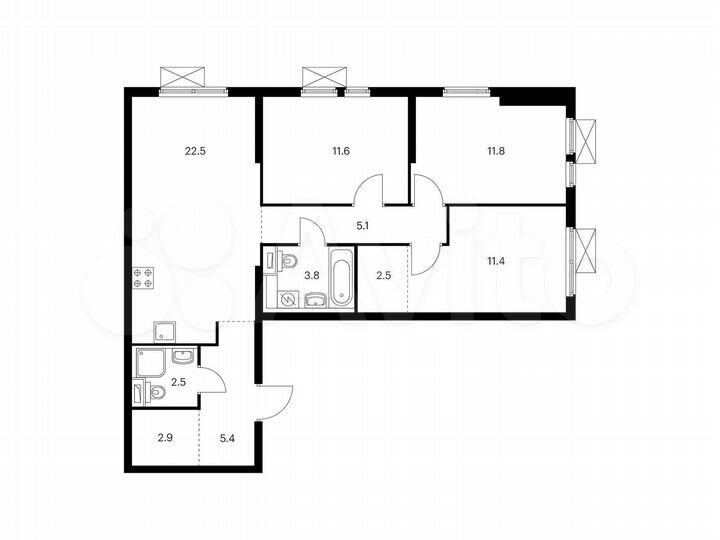 3-к. квартира, 79,5 м², 5/25 эт.