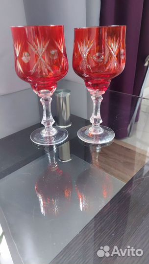 Пара хрусталтных бокалов времен СССР