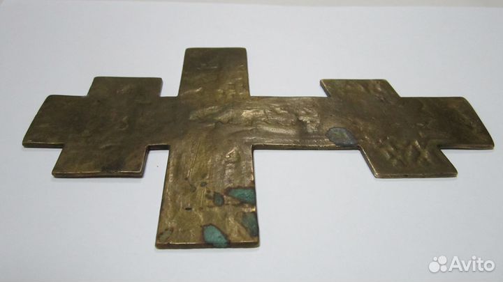 Старинный Бронзовый Крест Распятие с Эмалями