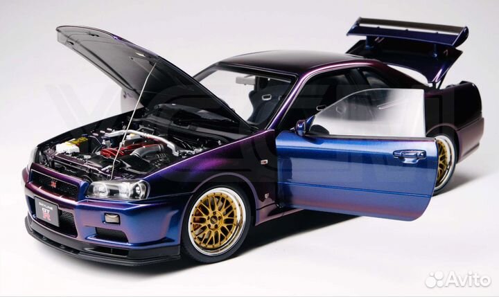 Nissan Skyline R34 V-Spec ii BBS Autoart 1/18