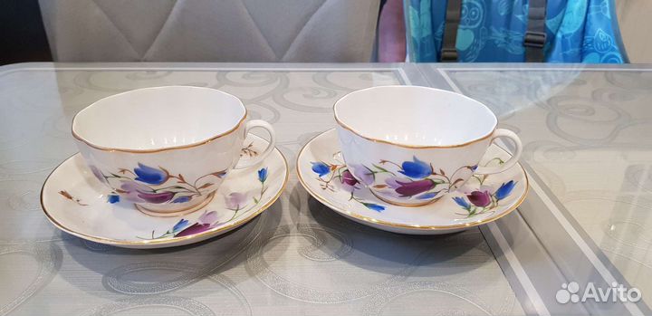 Чайная пара лфз, Колокольчики, форма чашки тюльпан