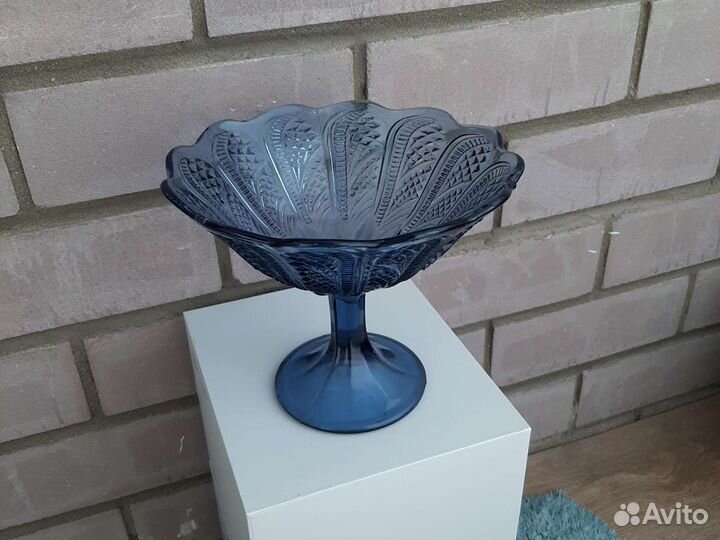 Ваза конфетница синяя СССР