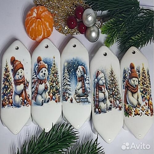 Елочные игрушки керамические