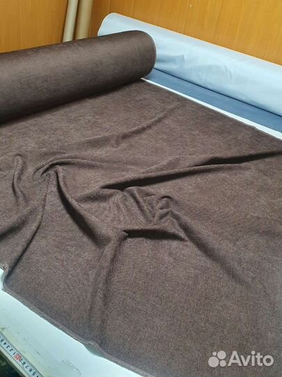 Ткань мебельная рогожка коричневая