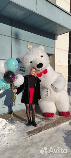Белый мишка поздравление. Ростовая кукла