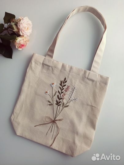 Cумка шоппер ручной работы с вышивкой