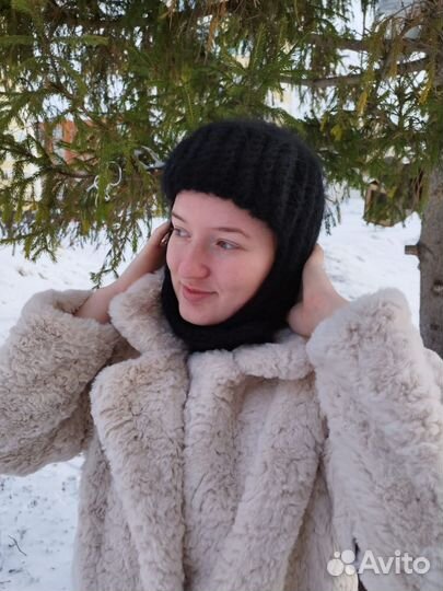 Шапка ушанка вязаная ручная работа
