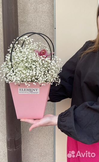 Коробочка с гипсофилой/Цветы