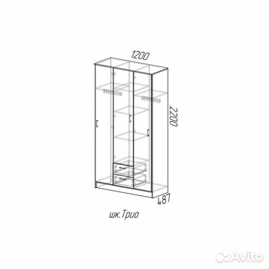 Шкаф 3х-створчатый 