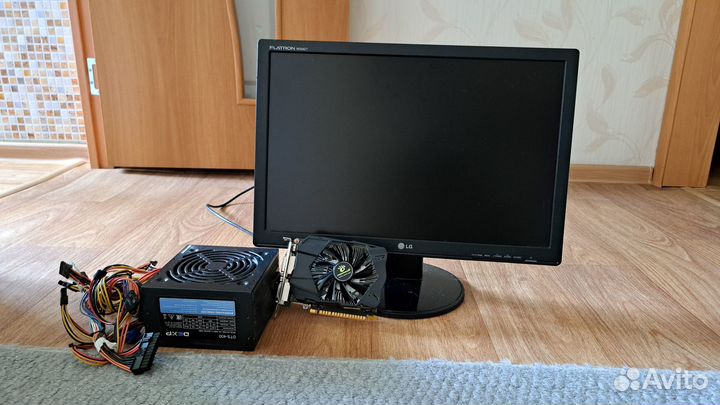 Продам монитор видеокарту и блок питание все за 4т
