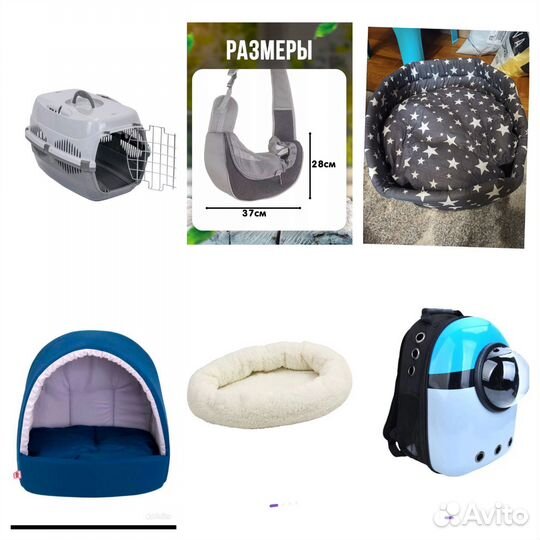 Переноски, домики, лежанки для кошек и собак