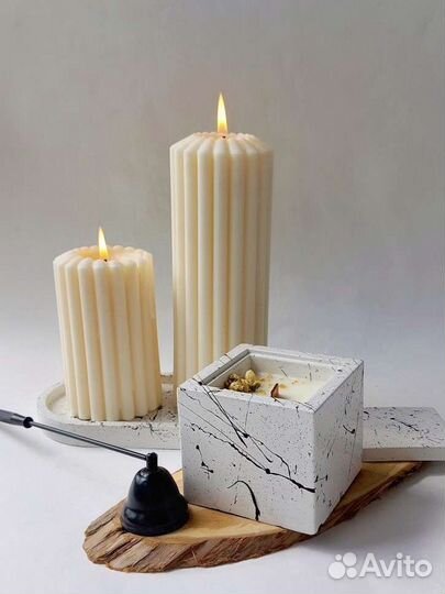 Соевая свеча в гипсвом подсвечнике