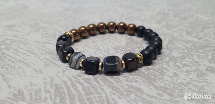 Браслет агат, гематит