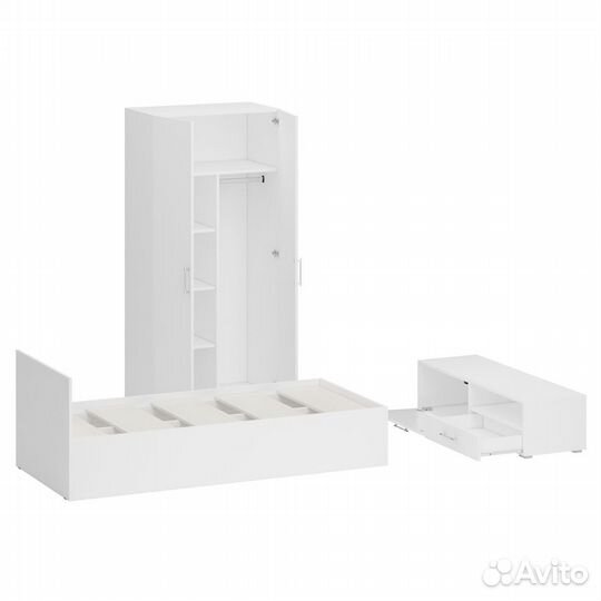 Спальня белая Стандарт № 3 Стандарт с кроватью 900, цвет белый, спальное место 900х2000 мм., без мат