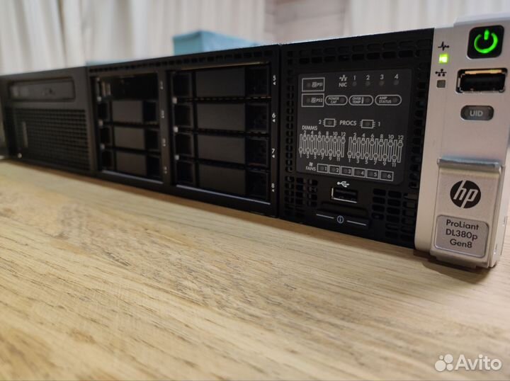 HP Proliant DL380p Gen8 196Gb, 2x E2665 + рельсы