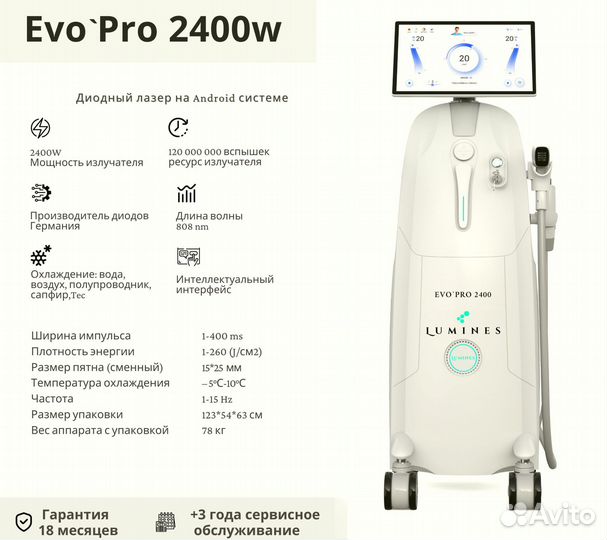 Диодный лазер люминес Evo’Pro 2400W