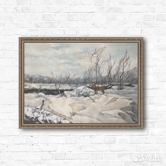 Картина маслом зимний пейзаж