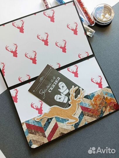 Открытка-конверт ручной работы С новым годом