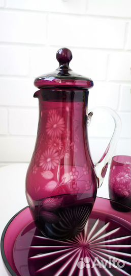 Марганцевое стекло СССР графин со стаканами