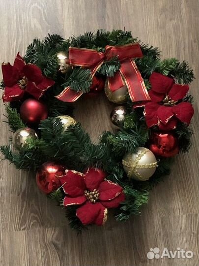 Настенный Новогодний венок 45см Букетик Декор