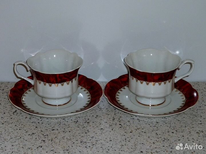 Чайная пара fine porcelain фарфор золочение