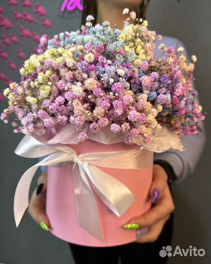 Композиция из гипсофилы в коробочке от Flowers124
