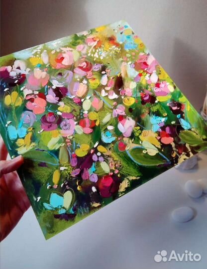 Картина маслом. Луговые цветы