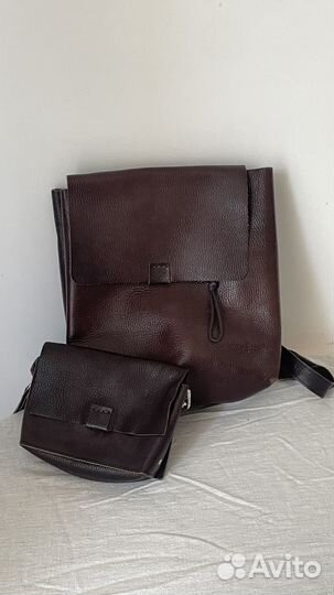 Кожаный рюкзак и сумка