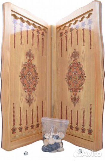 Нарды средние 50х25х3,6 Бухарские в чехле Цветной