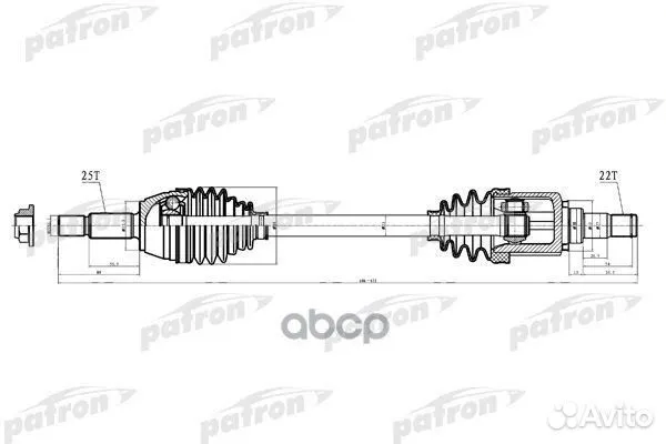 Полуось передняя левая 25x606x53,3x22 ford: FIE