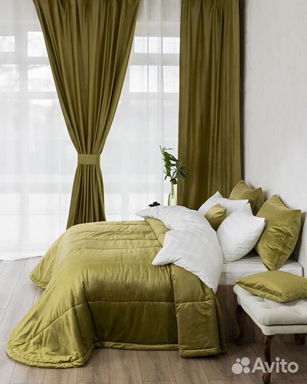 Покрывало бархат Беллиссимо темный янтарь