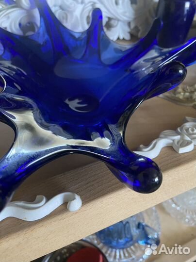 Вазы синее стекло