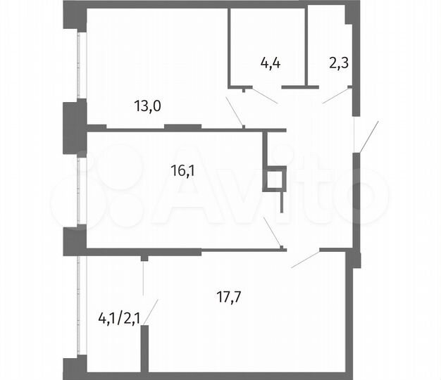 2-к. квартира, 64,9 м², 6/13 эт.