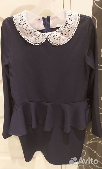 Платье школьное для девочки с баской 128