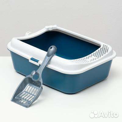 Лоток для кошек новый борт + совок 30