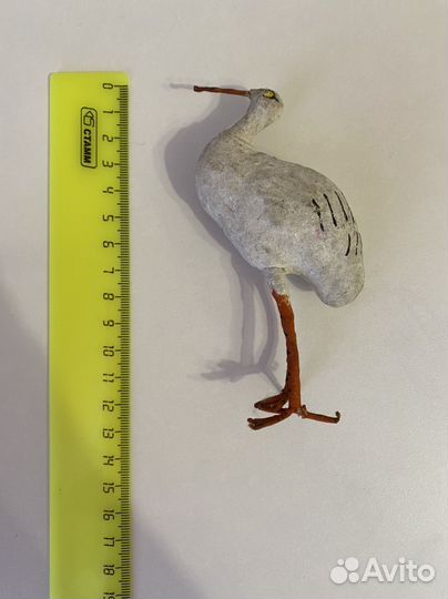 Цапля. Журавль. Аист. Ватная. Папье-Маше. 13 см