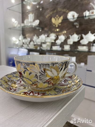 6 чашек с блюдцем ифз