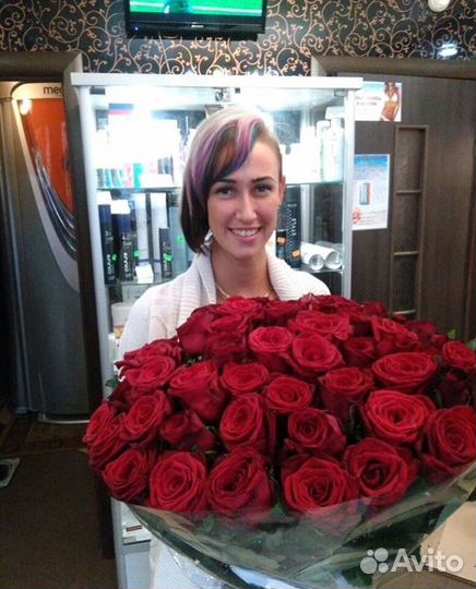 Букет из цветов 59 шт красная роза